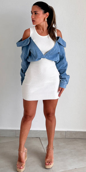 Enviably Cool Denim Long Sleeves Dress