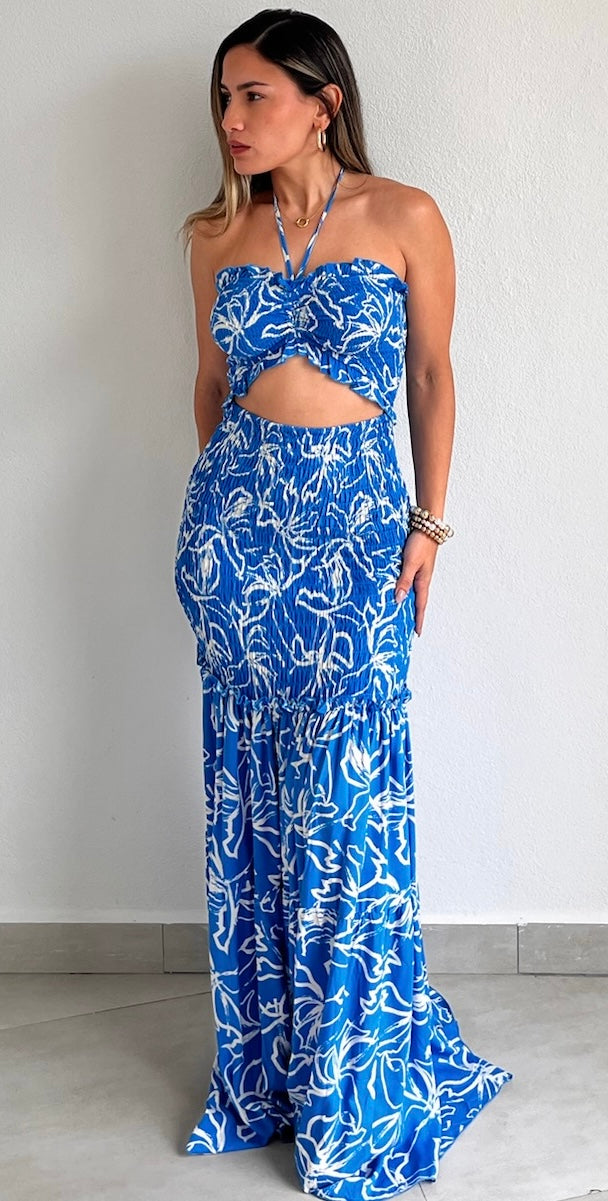 Refreshing Moment Print Scrunch Maxi Dress