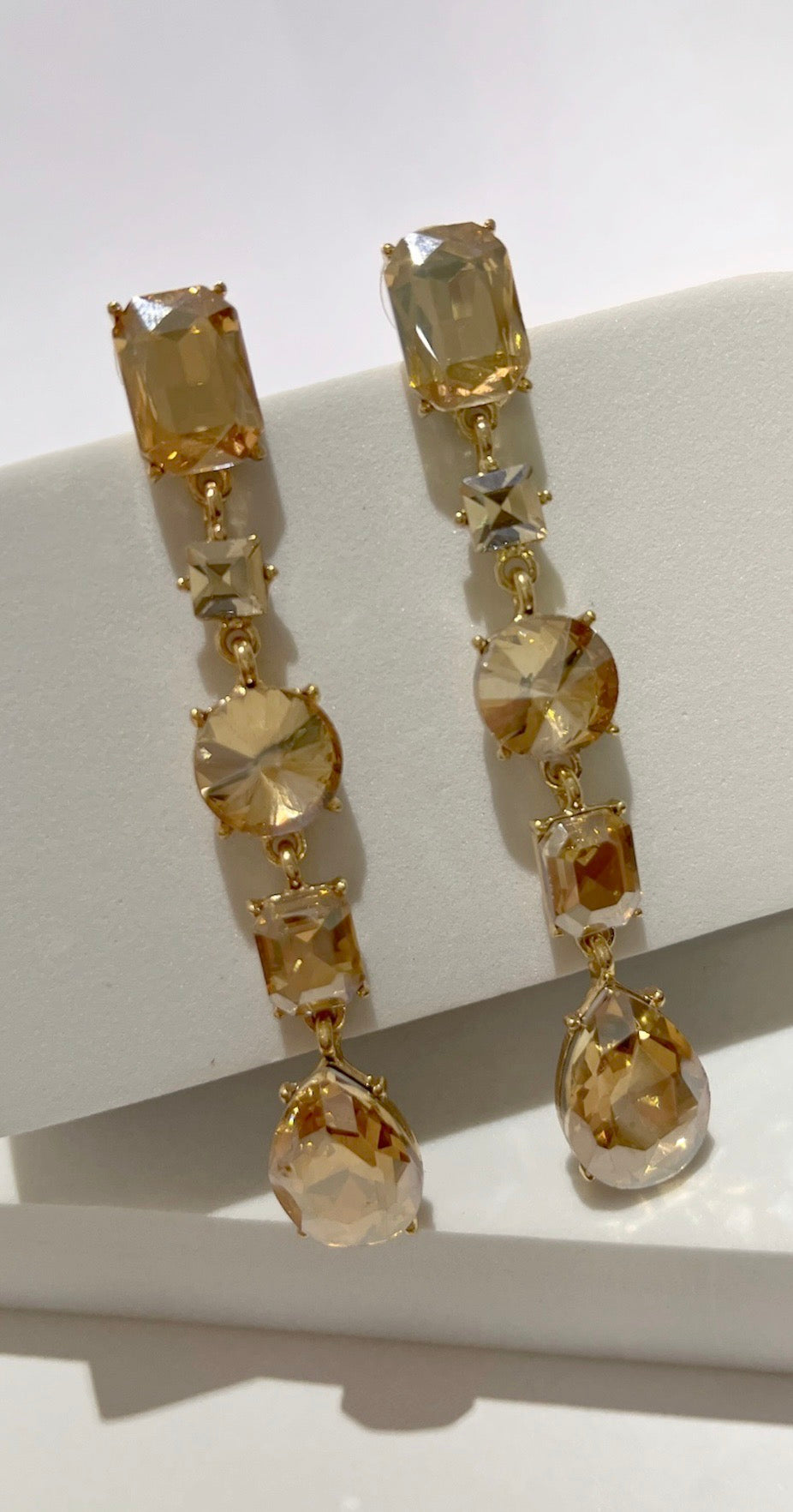 Glam & Stones Amber Gold Drop Earrings
