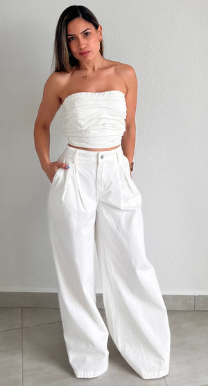 Trendy Attitude Denim Palazzo Two-Piece Set