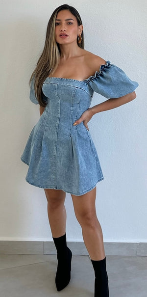 That Sweet Girl Denim Fit & Flare Dress