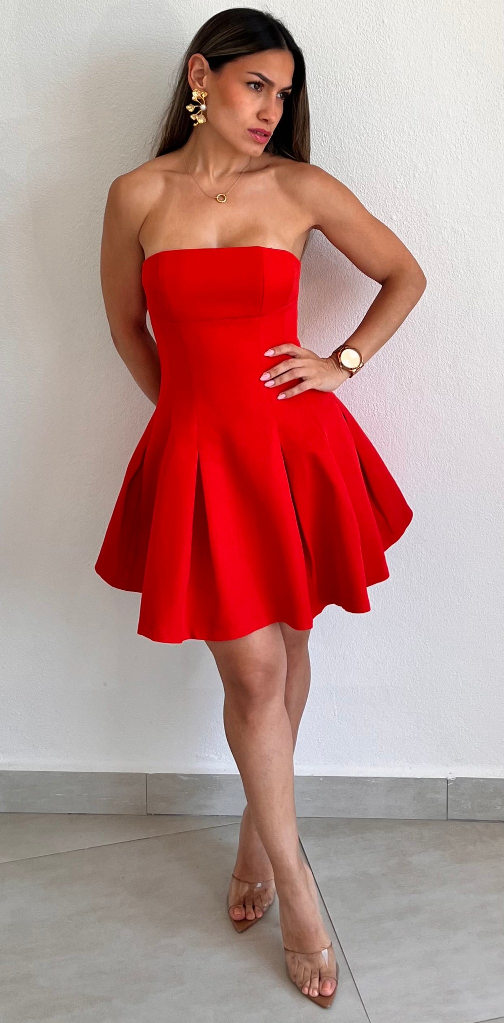 red fit and flare dress Classy & Fun Red Fit & Flare Dress – Zil boutique
