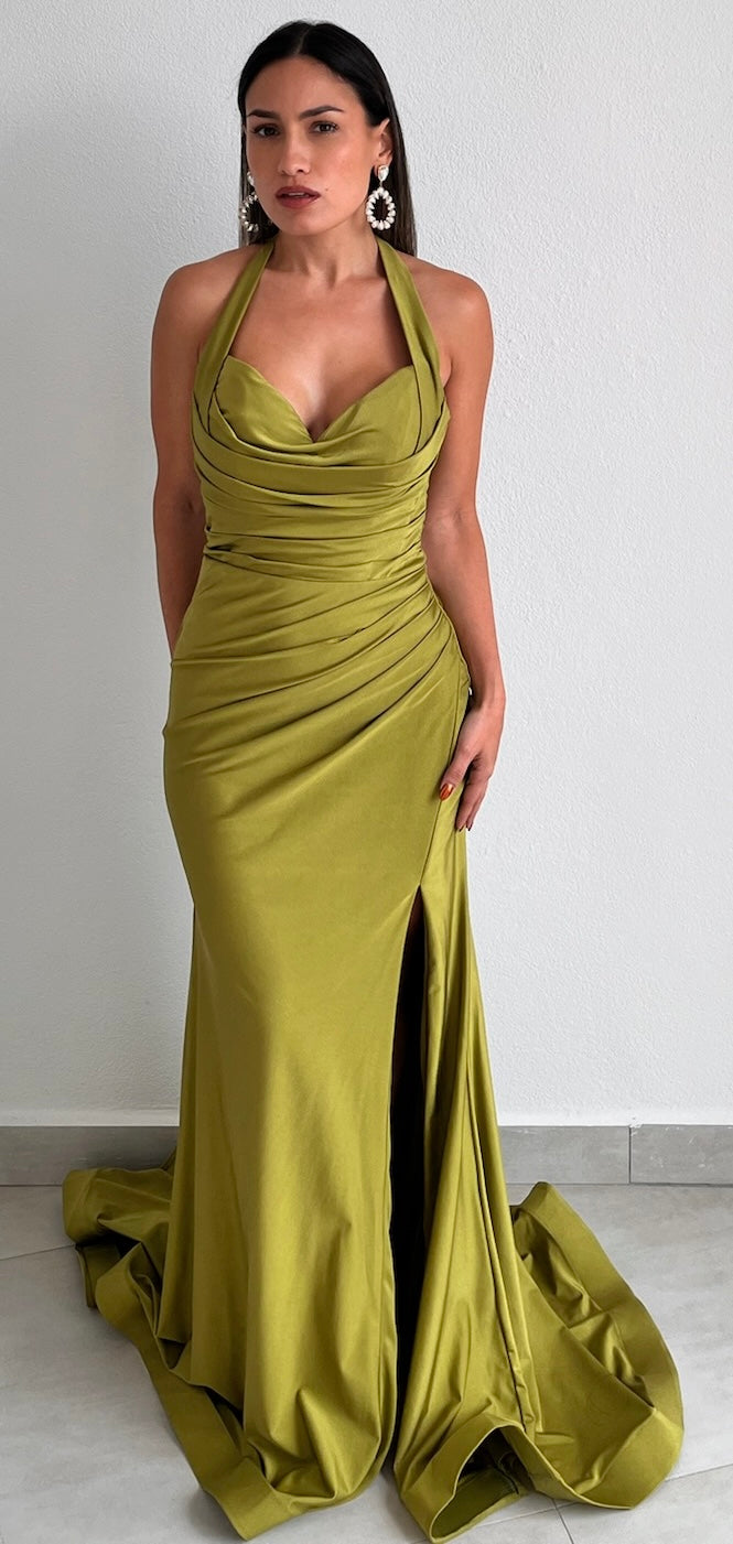 Inspiring Look Greenery Halter Formal Gown