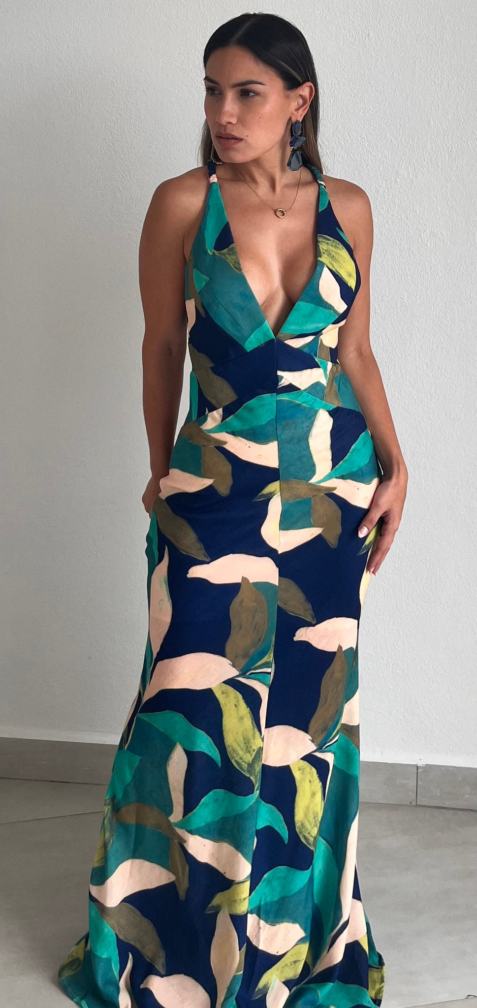 Summery Style Navy Print Maxi Dress