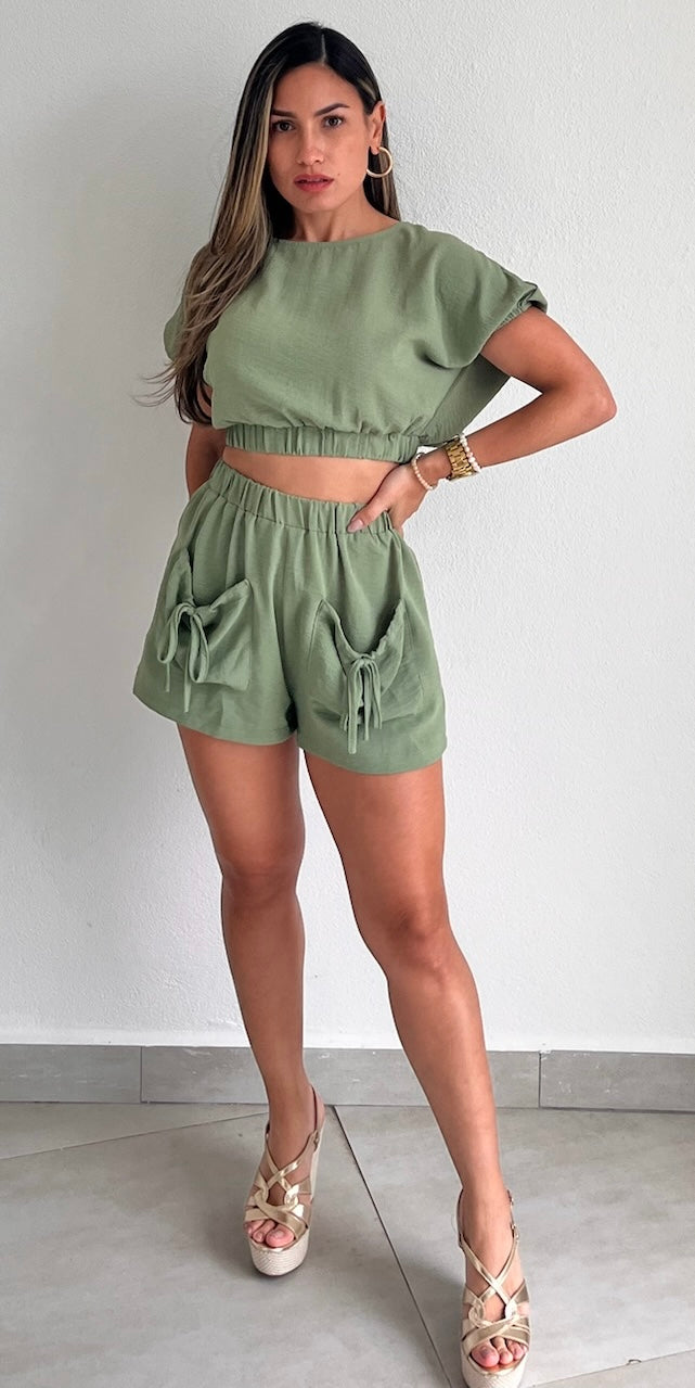 Cutest Duet Olive Two-Piece Set