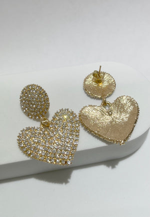 Follow your Heart Gold Rhinestone Earrings