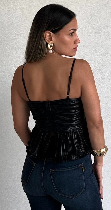 Radiant Moment Black Metallic & Pearls Top