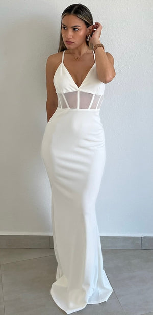 Affectionate Aura White Long Dress