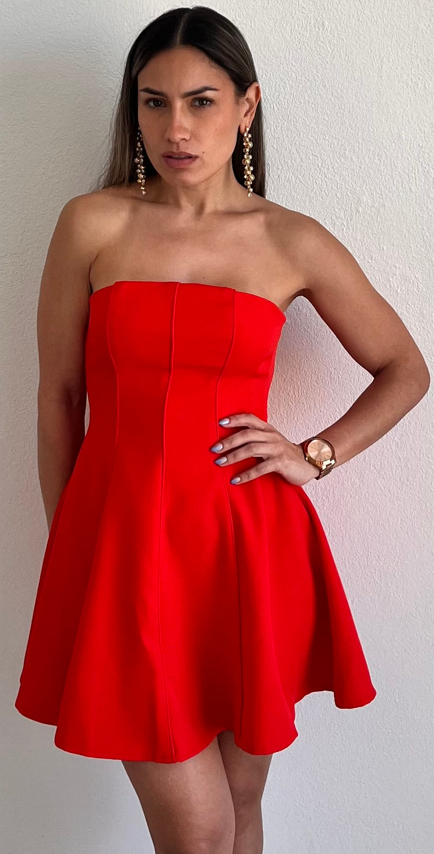 Adorably Iconic Red Bow Fit & Flare Dress