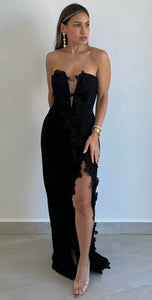 Romantic Mood Black Crochet Formal Dress
