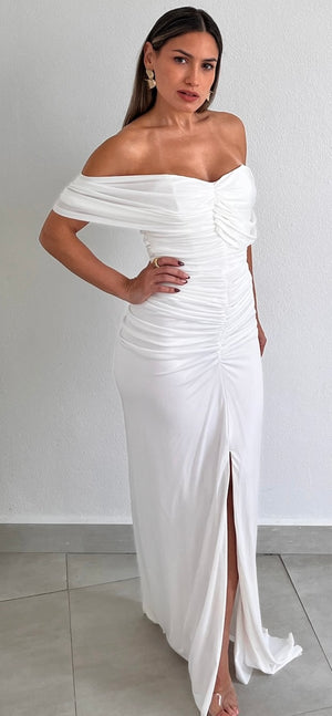 Sophisticated Angel White Mesh Long Dress