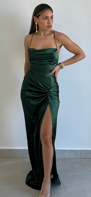 Grand Beauty Emerald Satin Formal Dress