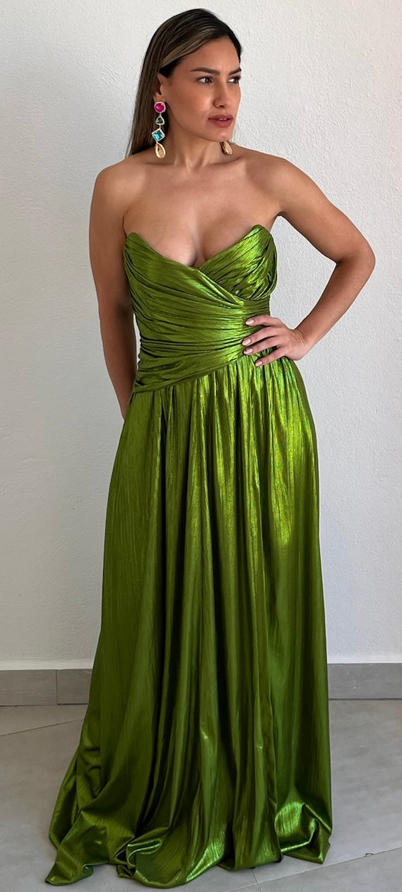 Admirable Elegance Green Metallic Formal Dress