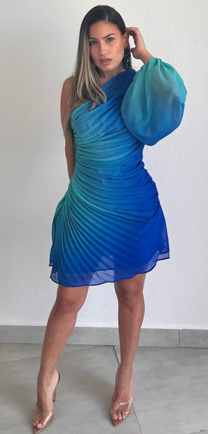 Resort & Style Blue Ombré One-Shoulder Dress – Zil boutique