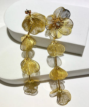 Flower Glam Gold Statement Earrings