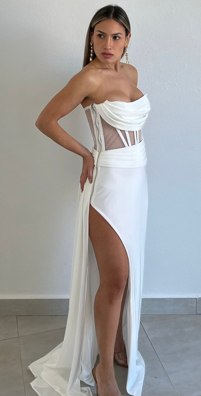 Romantic Way White Corset Long Dress