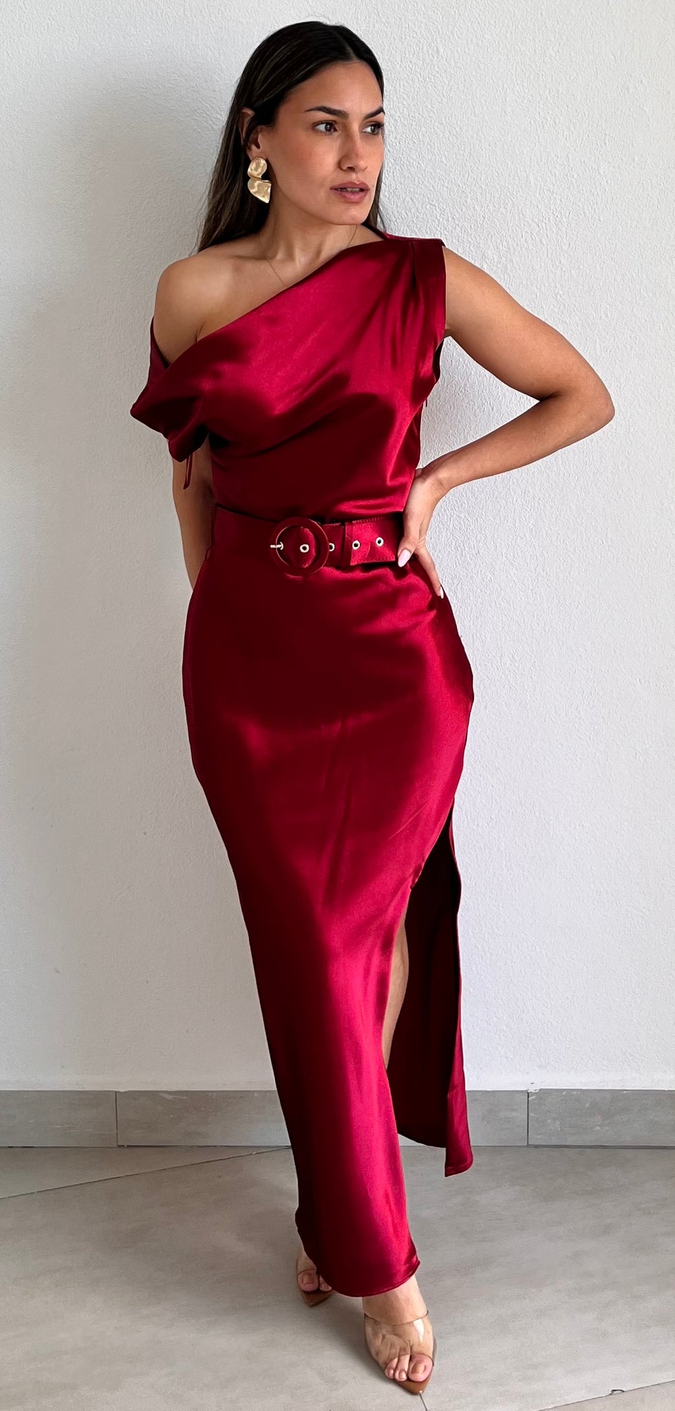 maroon satin midi dress ASOS DESIGN satin cami slip midi dress with picot trim neckline in burgundy