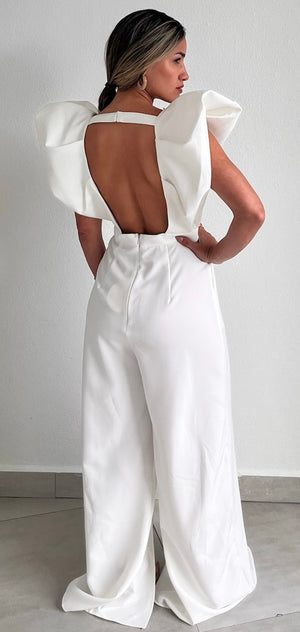 Moments to Remember V-Neck White Jumpsuit