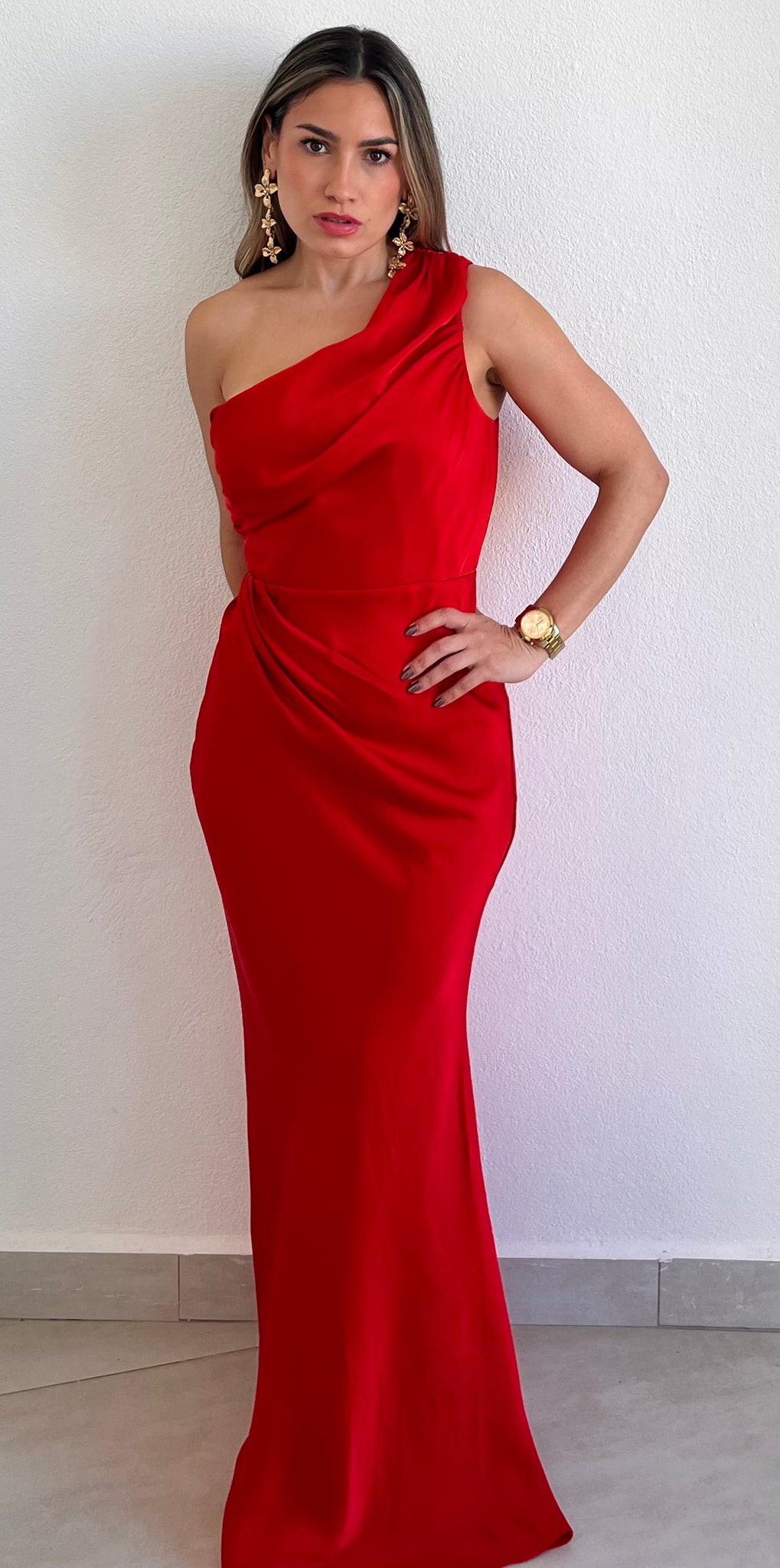 Enchant My Love Red One-Shoulder Long Dress – Zil boutique