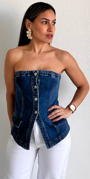 Popular Cutie Strapless Denim Top