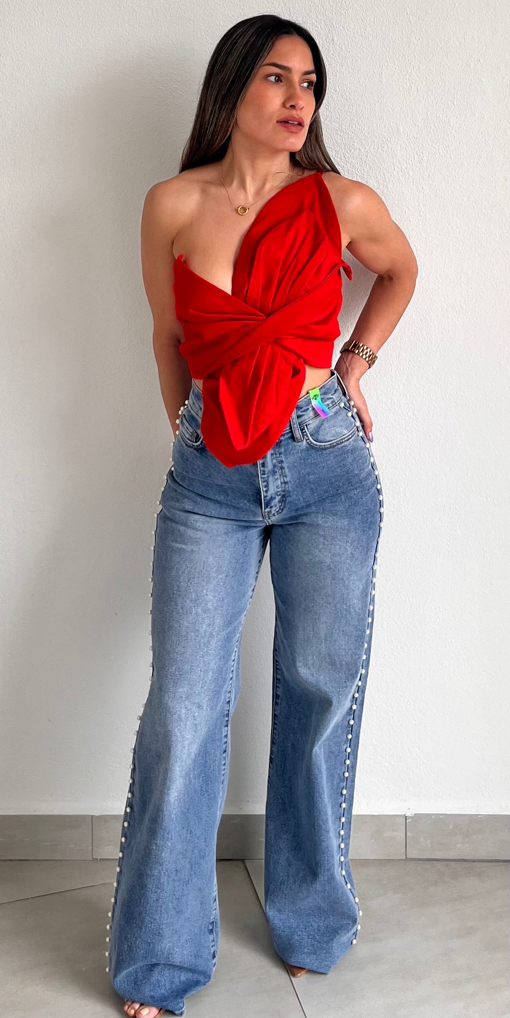 Bloom Style Red One-Shoulder Crop Top