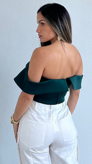 Always Alluring in Hunter Corset Crop Top