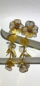 Flower Glam Gold Statement Earrings