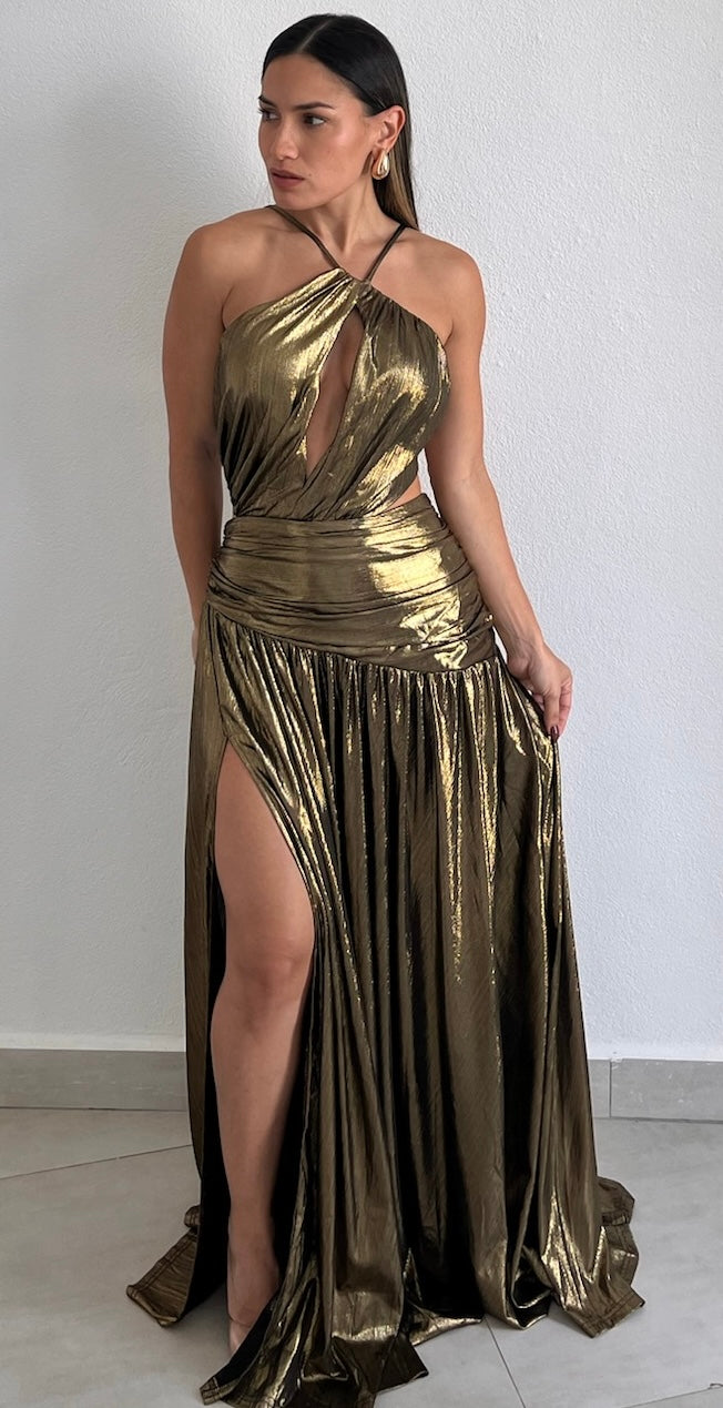 Glamorous Choice Gold Metallic Long Dress