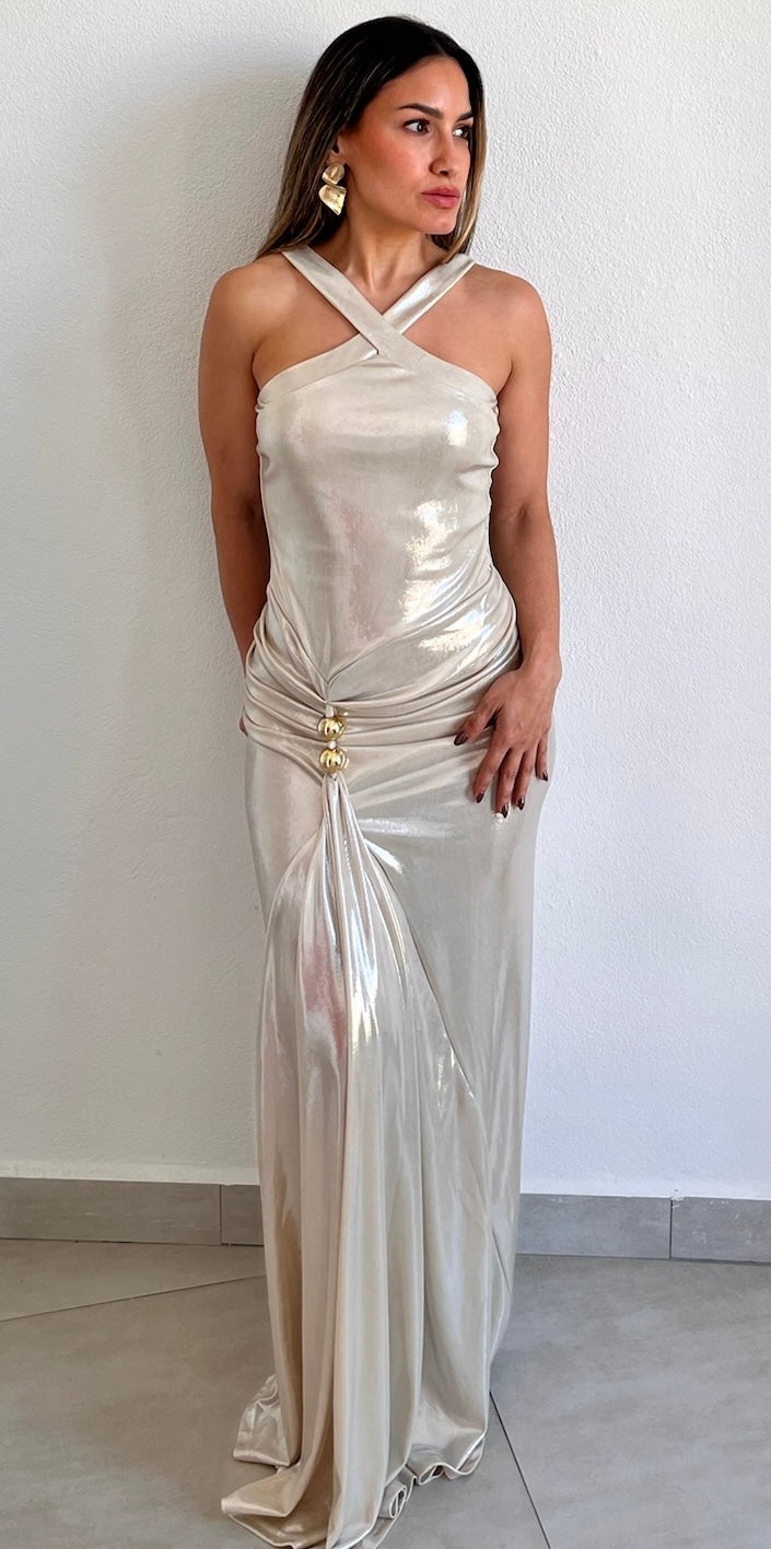 Alluring Temptation Pearl Metalic Long Dress