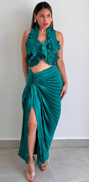 Impressive Style Pleated Two Piece Set