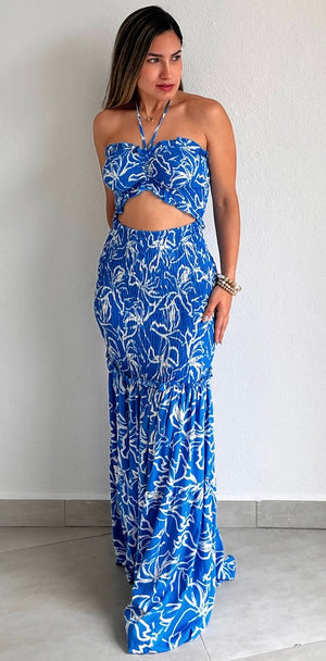 Refreshing Moment Print Scrunch Maxi Dress