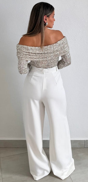 Sophisticated Style White Palazzo Pants