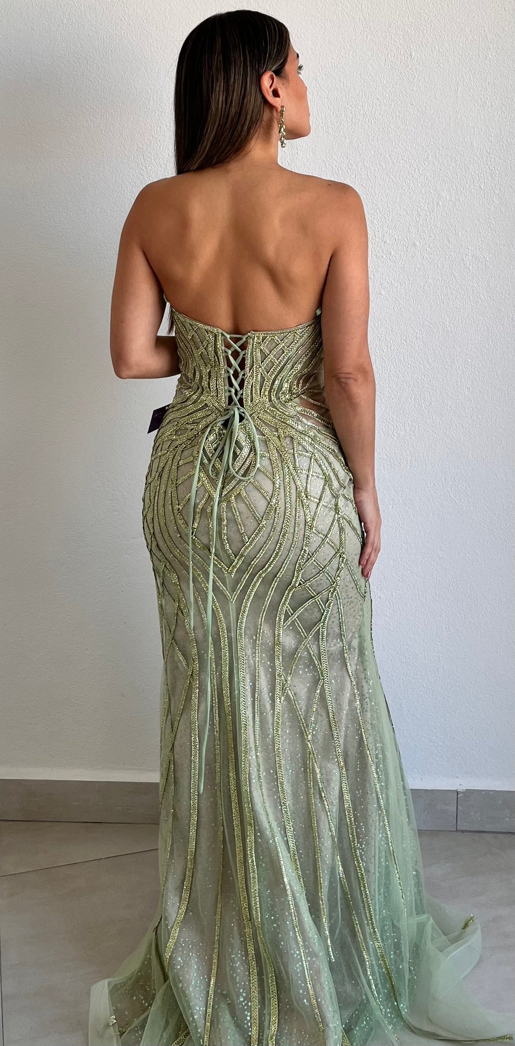 Feeling Like a Queen in Green Crystals Formal Gown