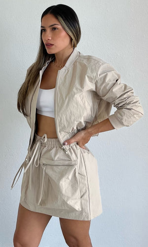 Style Expedition Beige Jacket Two-Piece Set