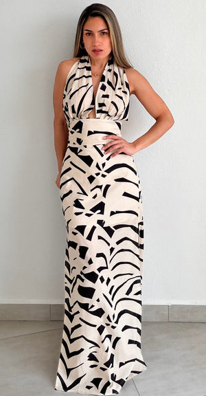 Breeze & Style Halter Print Maxi Dress
