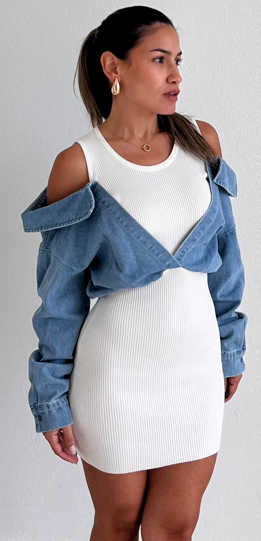 Enviably Cool Denim Long Sleeves Dress