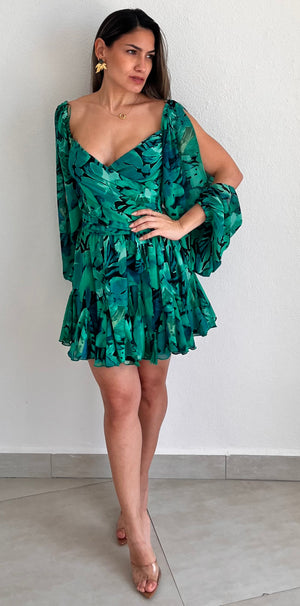 Garden Radiance Green Print Romper