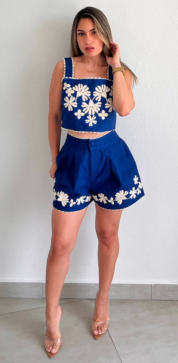 Greece Style Embroidered Two-Piece Set
