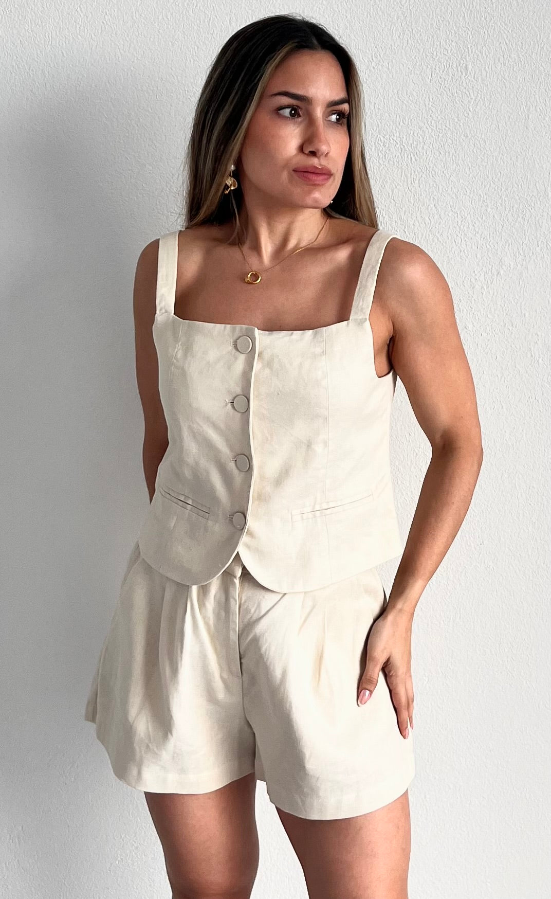 Linen Breeze Vest Two-Piece Set – Zil boutique