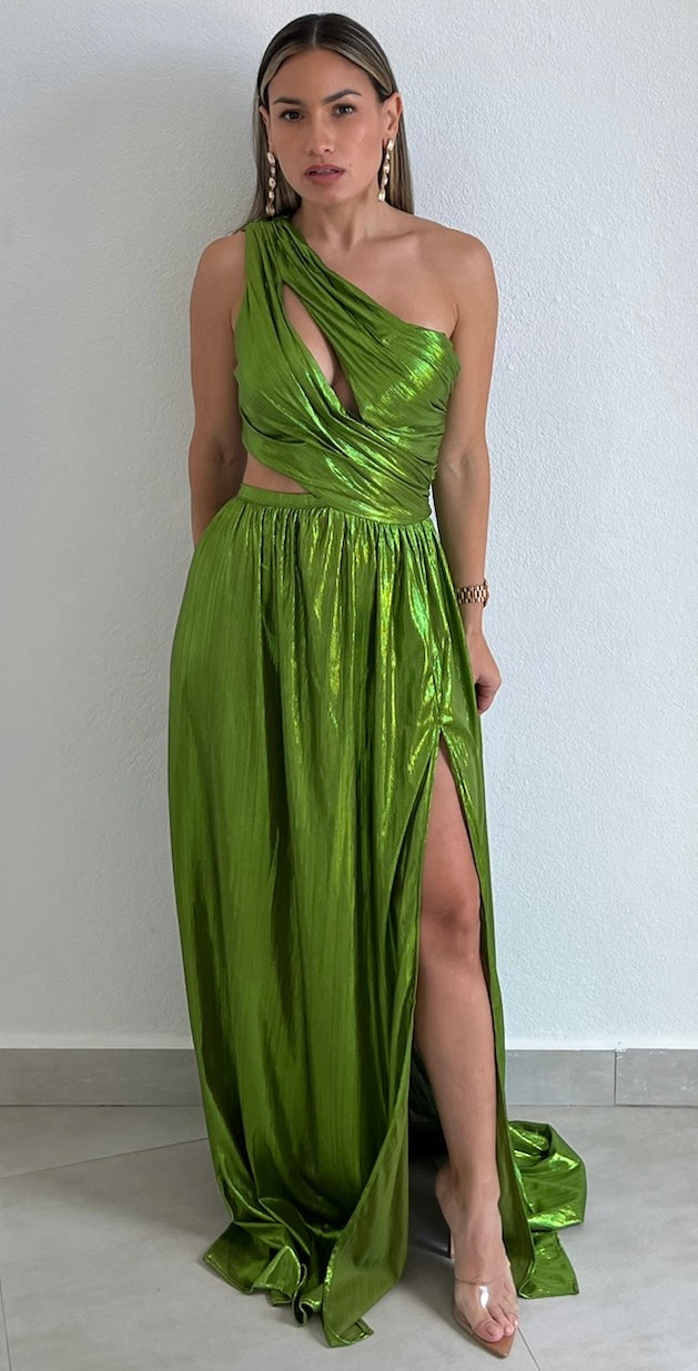 That Golden Girl Green Metallic One-Shoulder Formal Dress Zil boutique That Golden Girl Green Metallic One-Shoulder Formal Dress Zil boutique