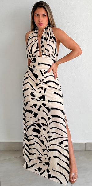 Breeze & Style Halter Print Maxi Dress