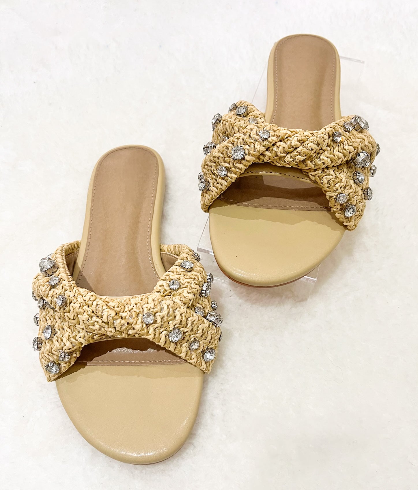 Cabana Vibes Raffia & Rhinestones Sandals