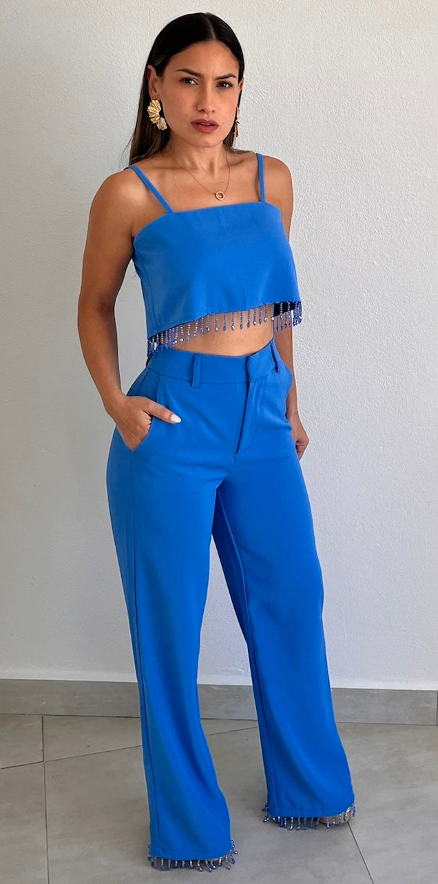 Fringes & Beads Vibes Blue Two-Piece Set