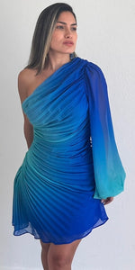 Resort & Style Blue Ombré One-Shoulder Dress