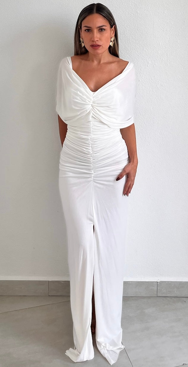 Sophisticated Angel White Mesh Long Dress