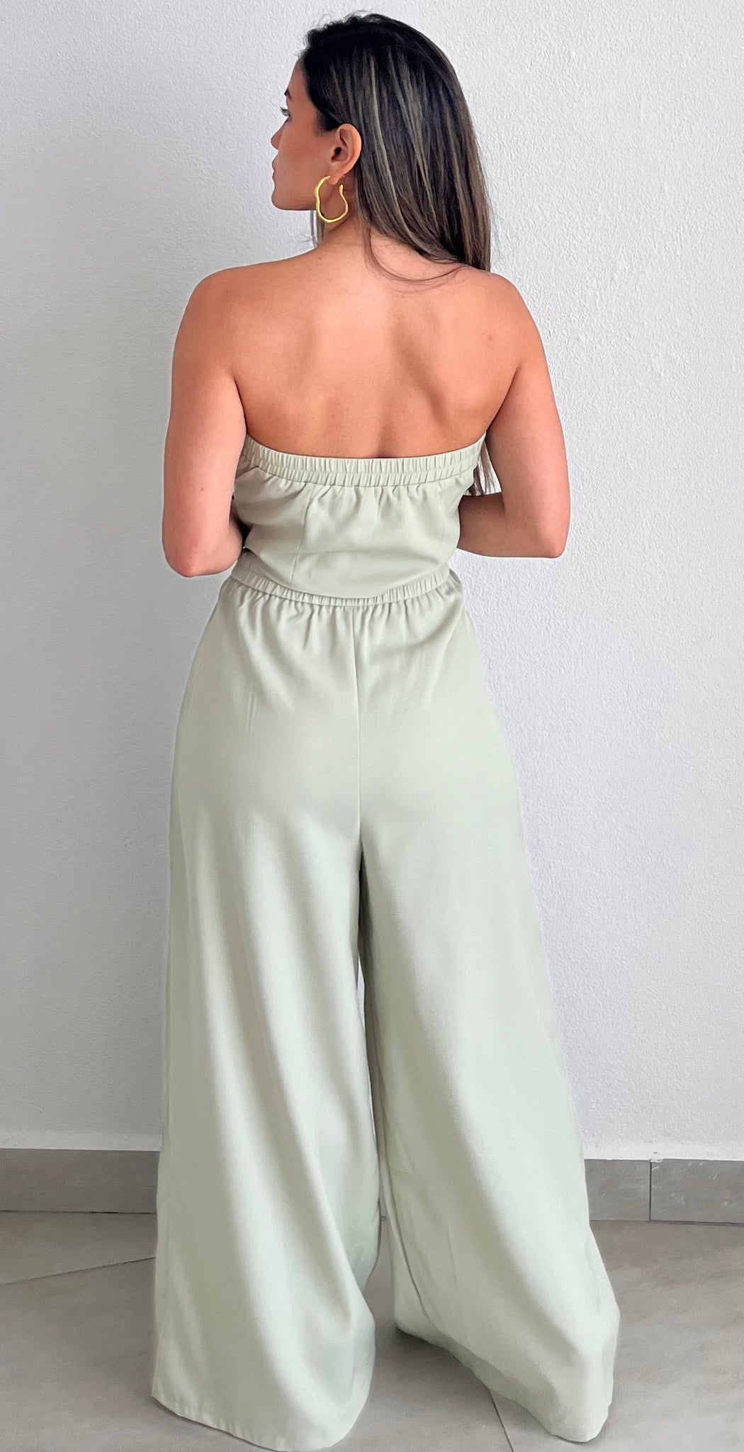 Memorably Stylish Sage Vest Two-Piece Set