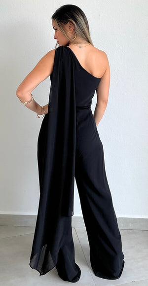 Enticing Endeavors Black One-Shoulder Jumpsuit