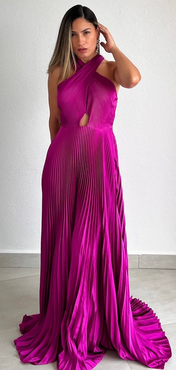 Keep You Enchanted Orchid Pleated Long Dress