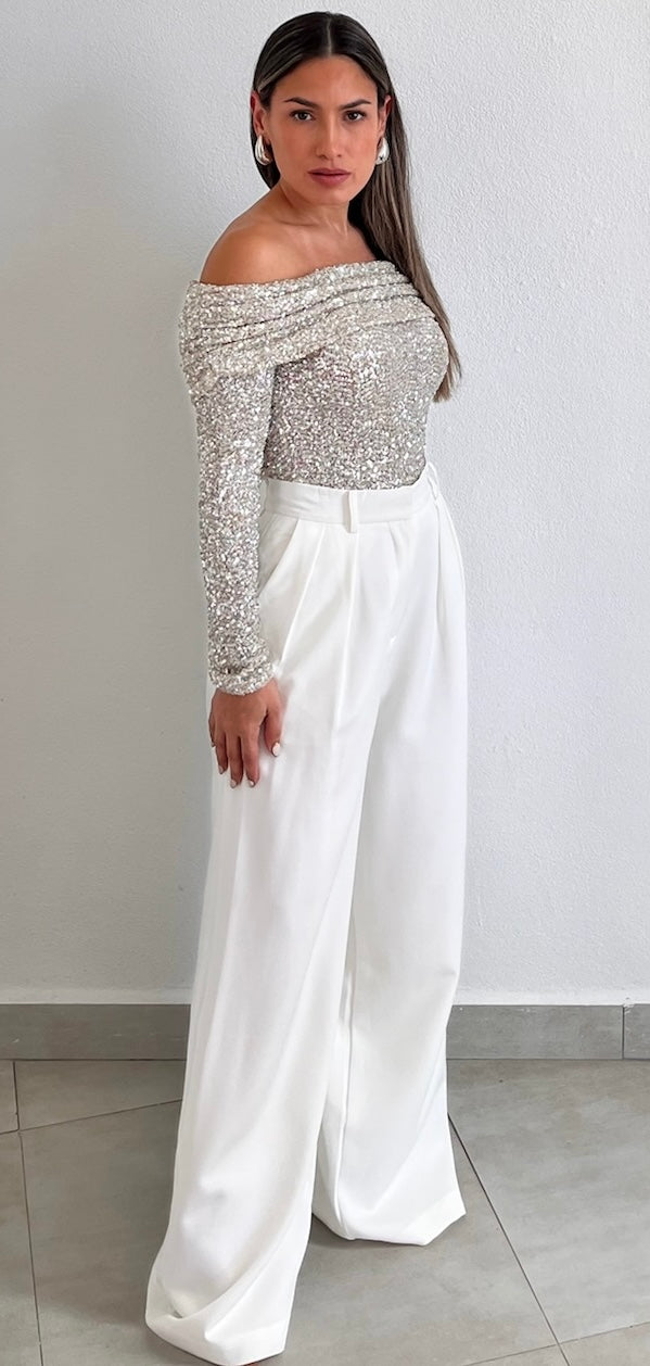 Sophisticated Style White Palazzo Pants