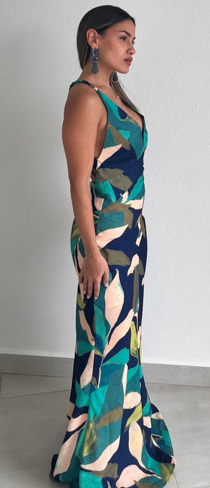 Summery Style Navy Print Maxi Dress